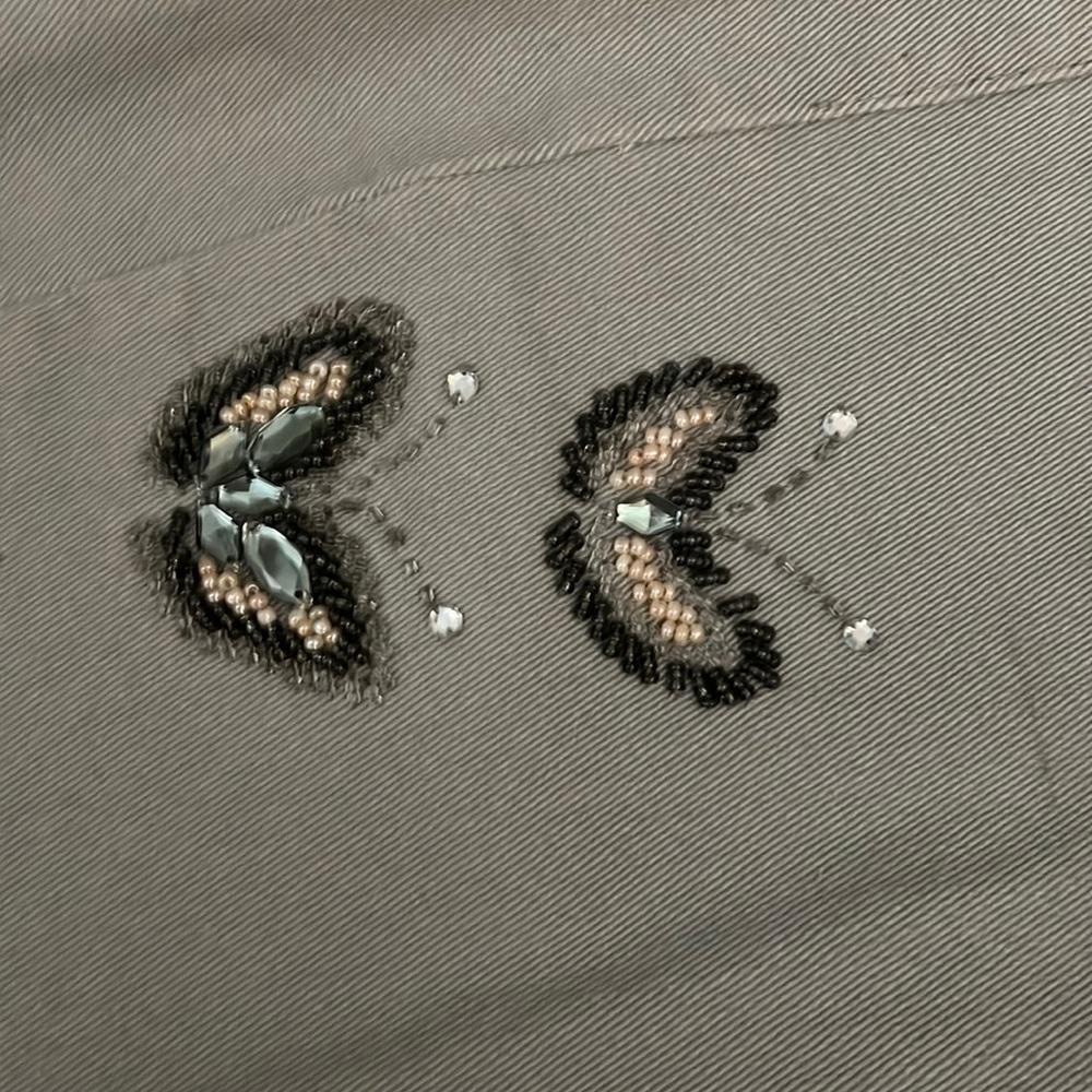Butterfly embellished denim